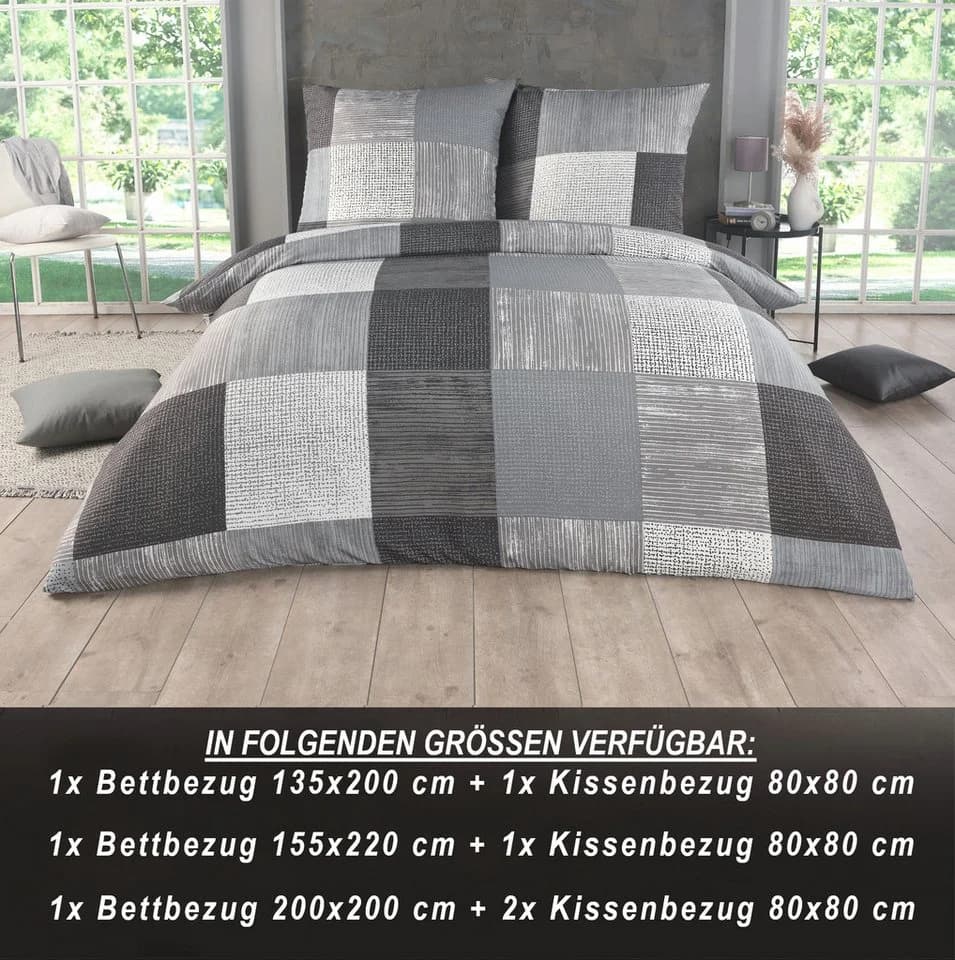Malika Bettwäsche Grau 135x200 + 80x80 cm Mikrofaser atmungsaktiv - Bild 3