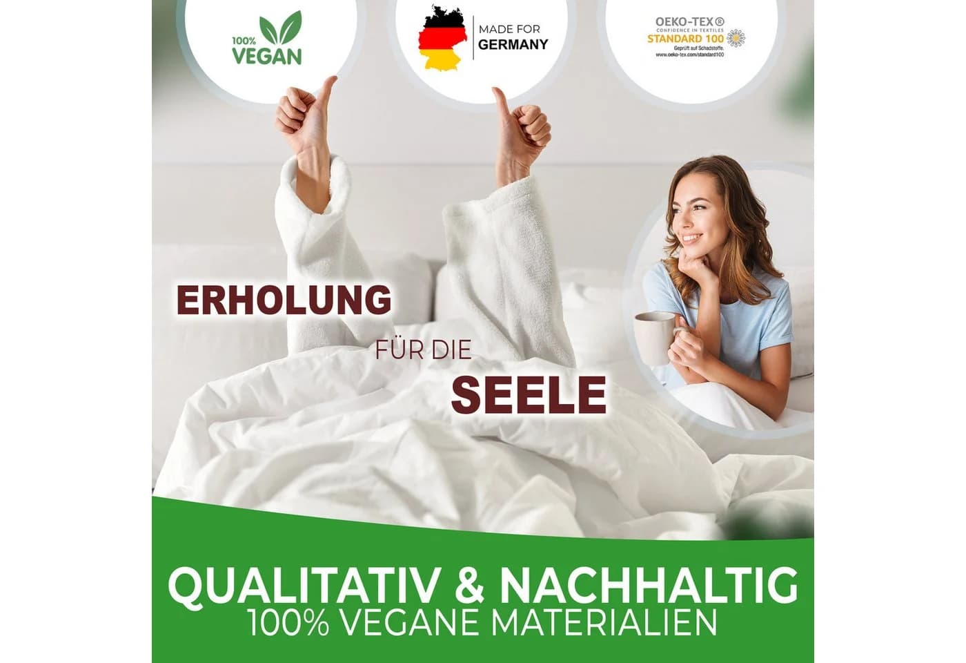 FIT DREAMS Premium Ganzjahresdecke Weiß Klimaregulierend Vegan - Bild 4