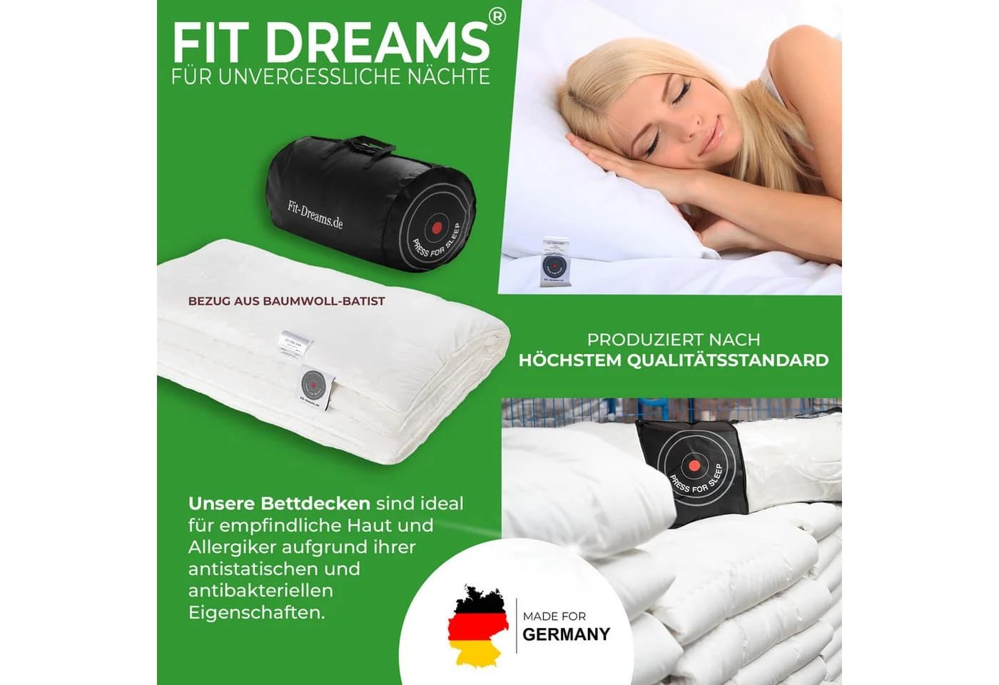 FIT DREAMS Premium Ganzjahresdecke Weiß Klimaregulierend Vegan - Bild 5