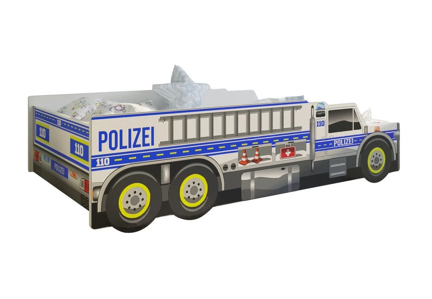 Kids Collective Autobett Kinderbett Jugendbett 80x160, Polizei mit Rausfallschutz - Bild 1
