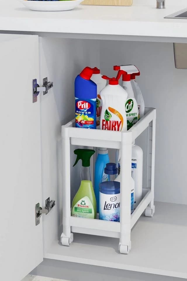 Luxury Bites Spülenunterschrank Weiß Flexibles Untertischregal mit Rollen - Bild 2