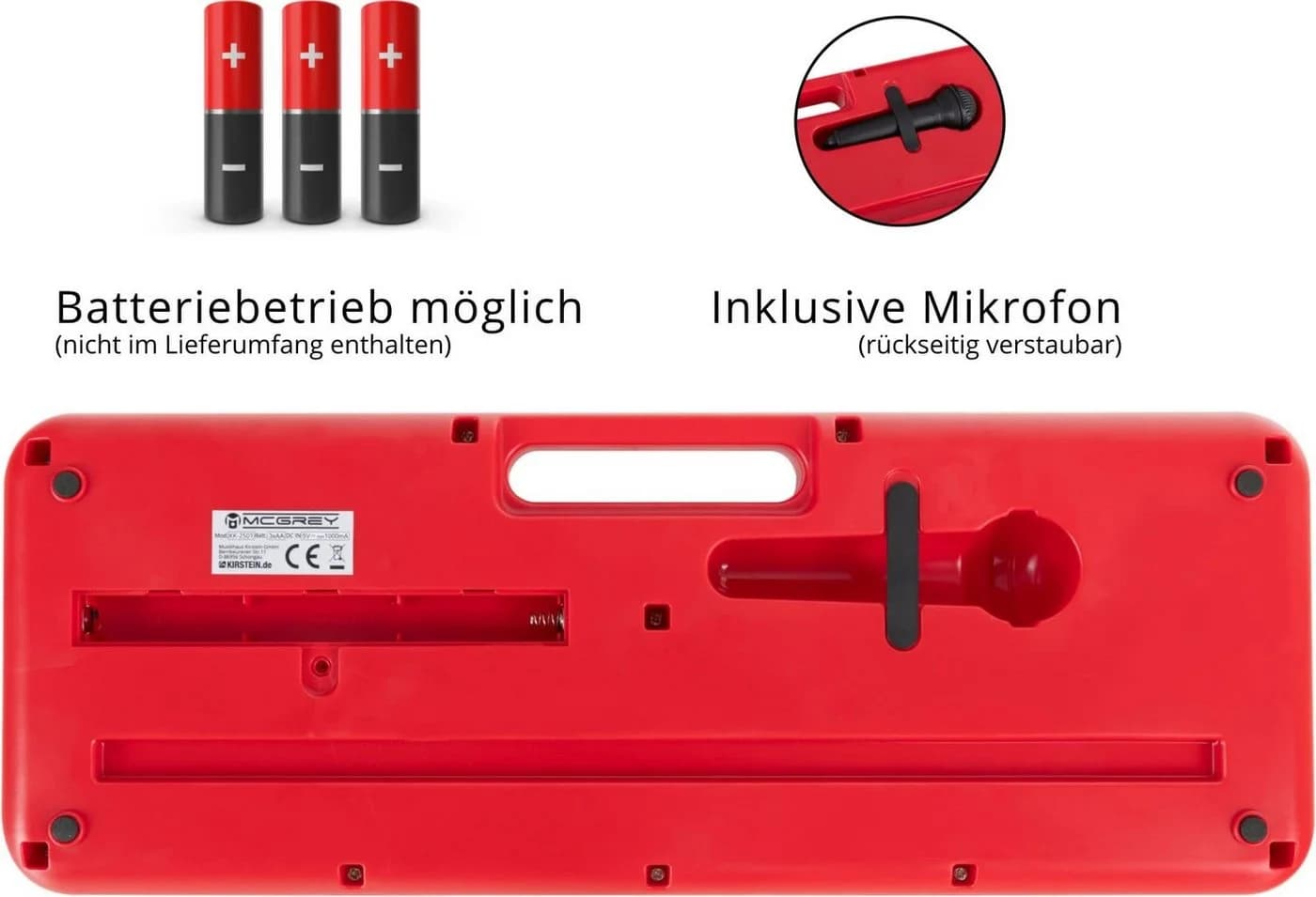 McGrey Kinderkeyboard KK-2501 Rot mit 37 Tasten & Mikrofon - Bild 3