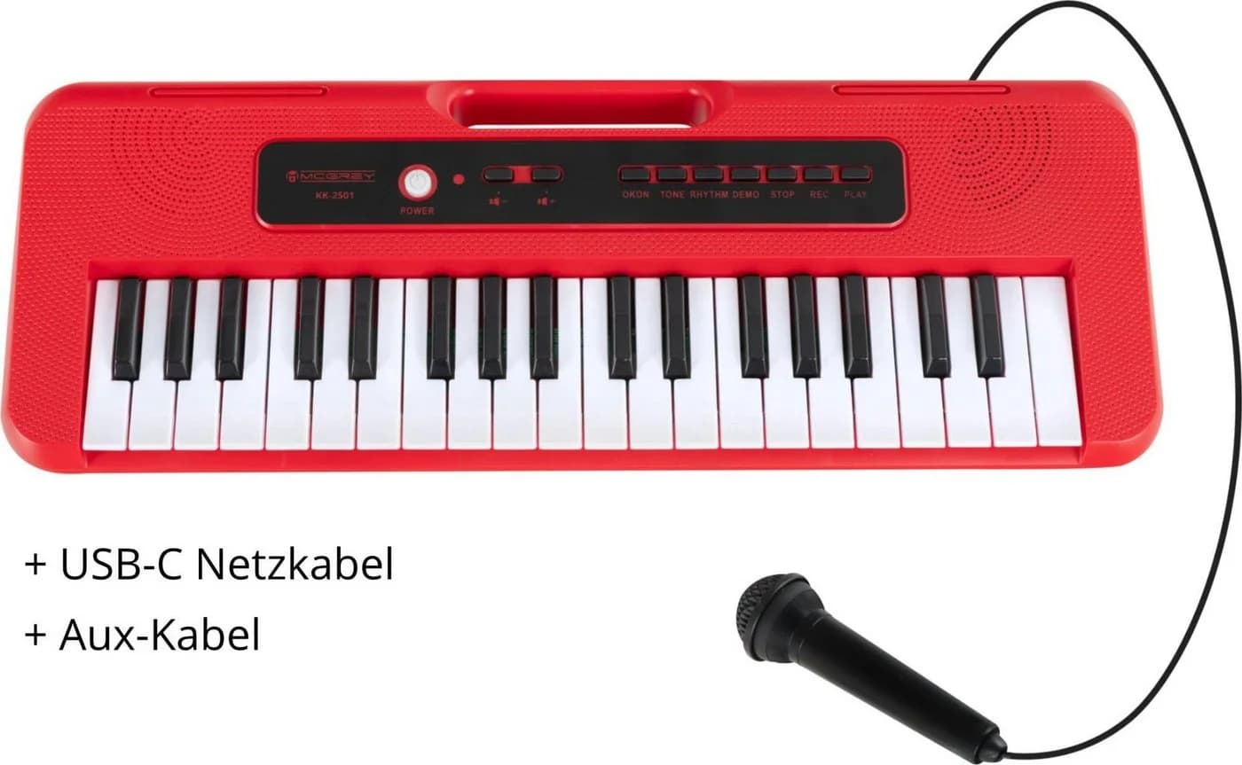 McGrey Kinderkeyboard KK-2501 Rot mit 37 Tasten & Mikrofon - Bild 5