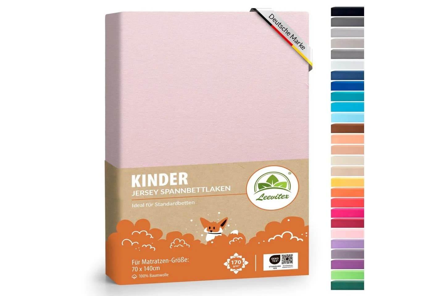 leevitex® Spannbettlaken Kinder Rosa 100% Baumwolle Jersey 70x140 cm - Bild 2