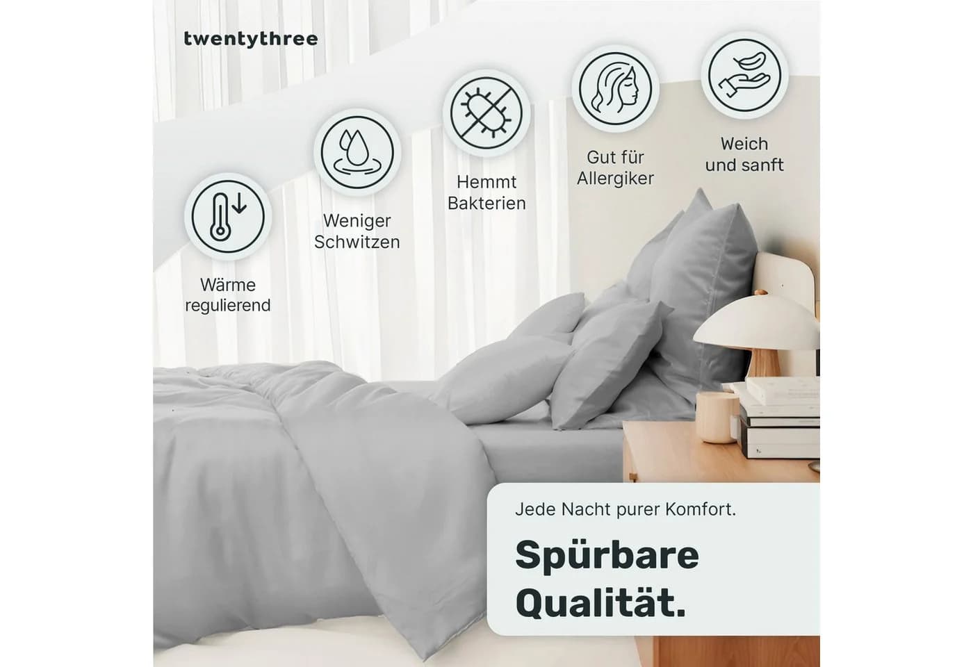 twenty:three® Kissenbezug Lyocell Light Gray 40x40 cm - Bild 3