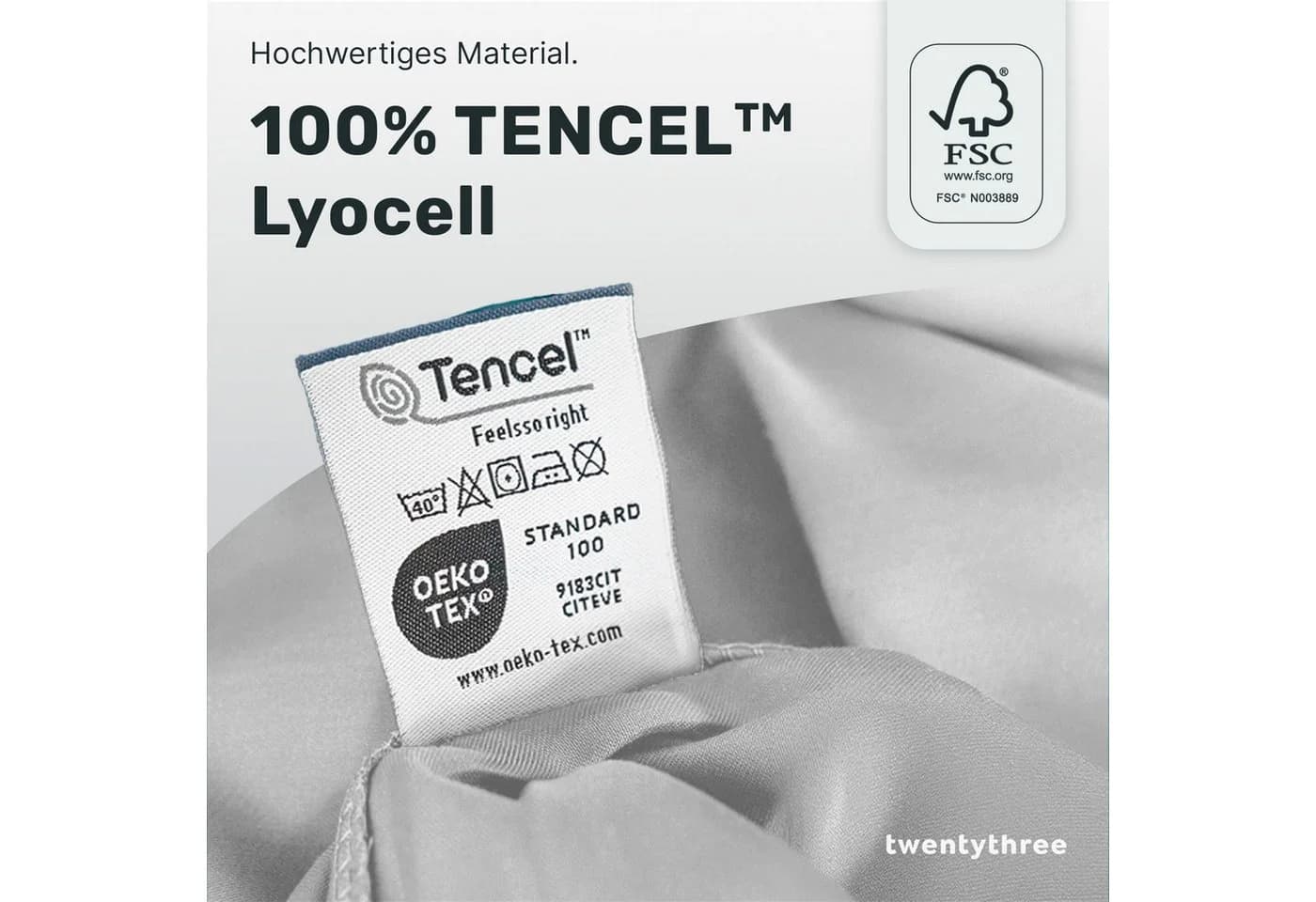 twenty:three® Kissenbezug Lyocell Light Gray 40x40 cm - Bild 4