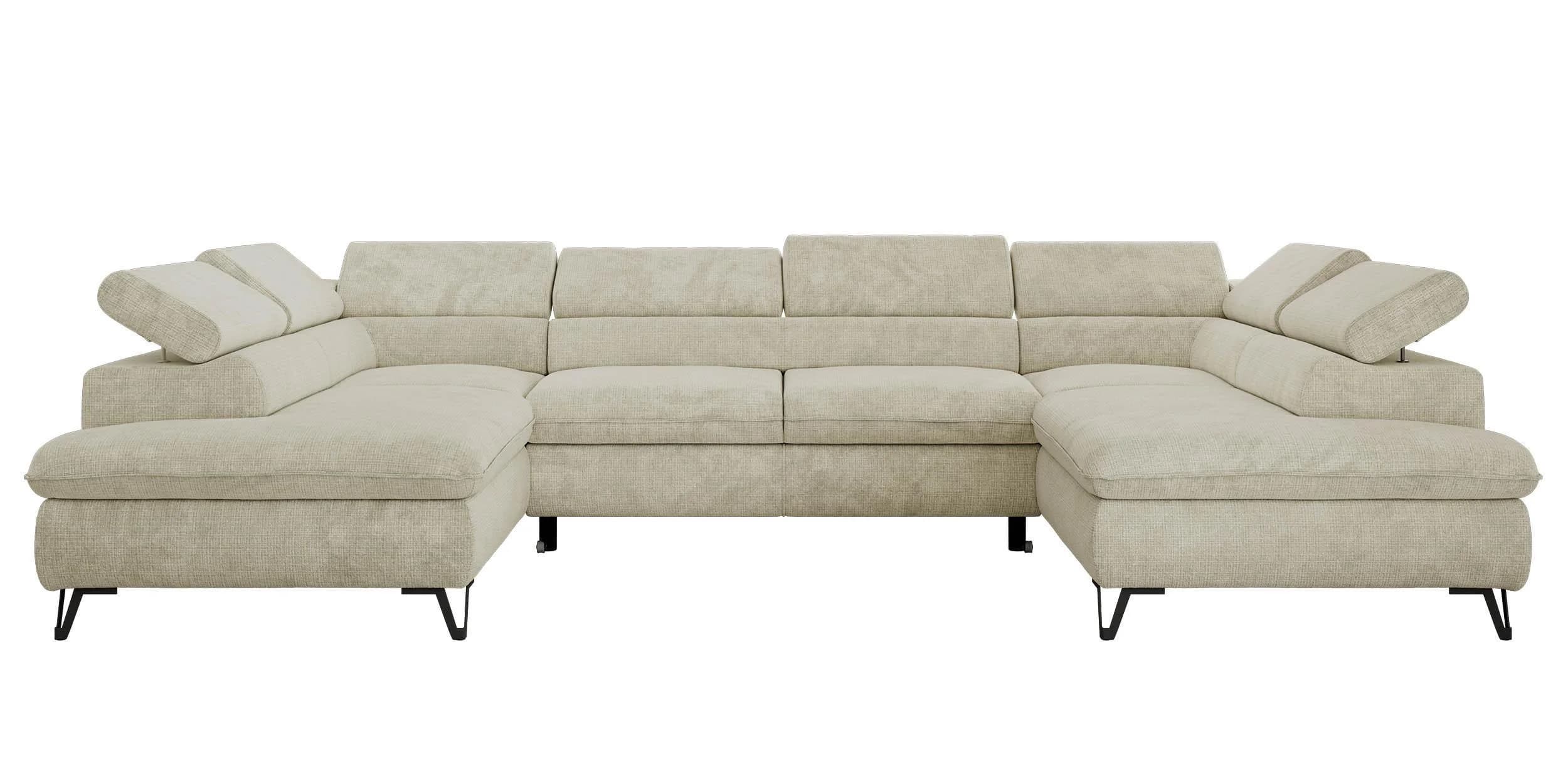 WOHNLANDSCHAFT Pablo U-Form Sofa Schurwollimitat Creme