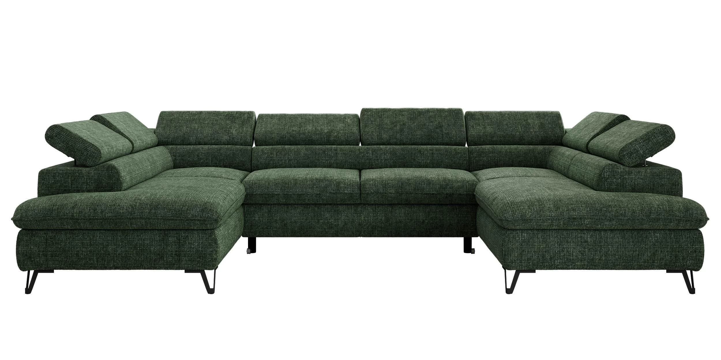 WOHNLANDSCHAFT PABLO U-Sofa Schenille Dunkelgrün