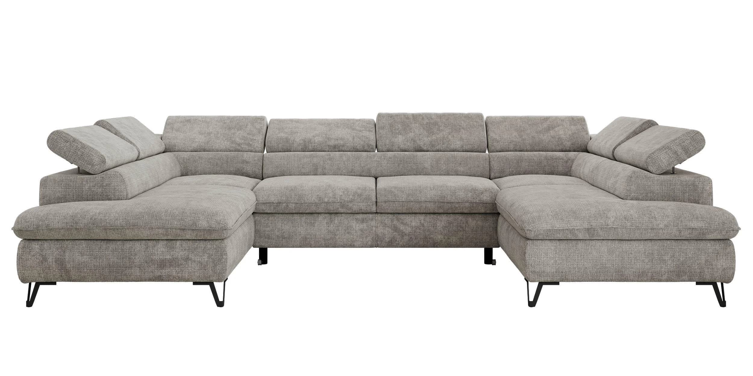 WOHNLANDSCHAFT PABLO U-Sofa Schenille Hellgrau