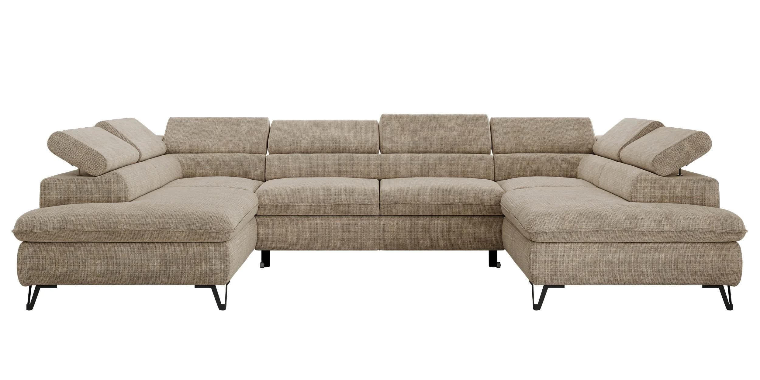 WOHNLANDSCHAFT PABLO U-Form Beige Schenille Topper T25