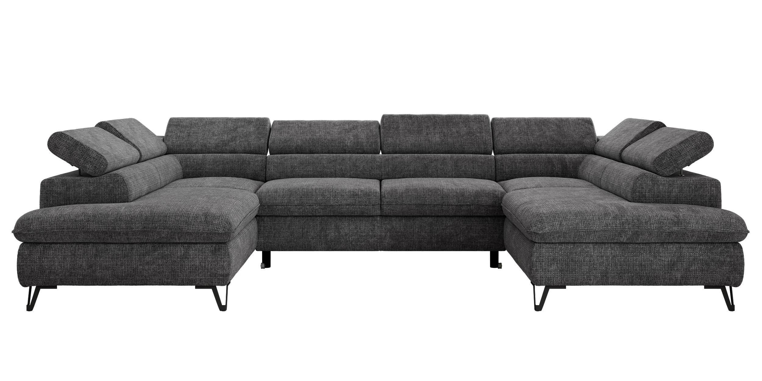 WOHNLANDSCHAFT PABLO U-Sofa Schenille Grau mit Topper T25