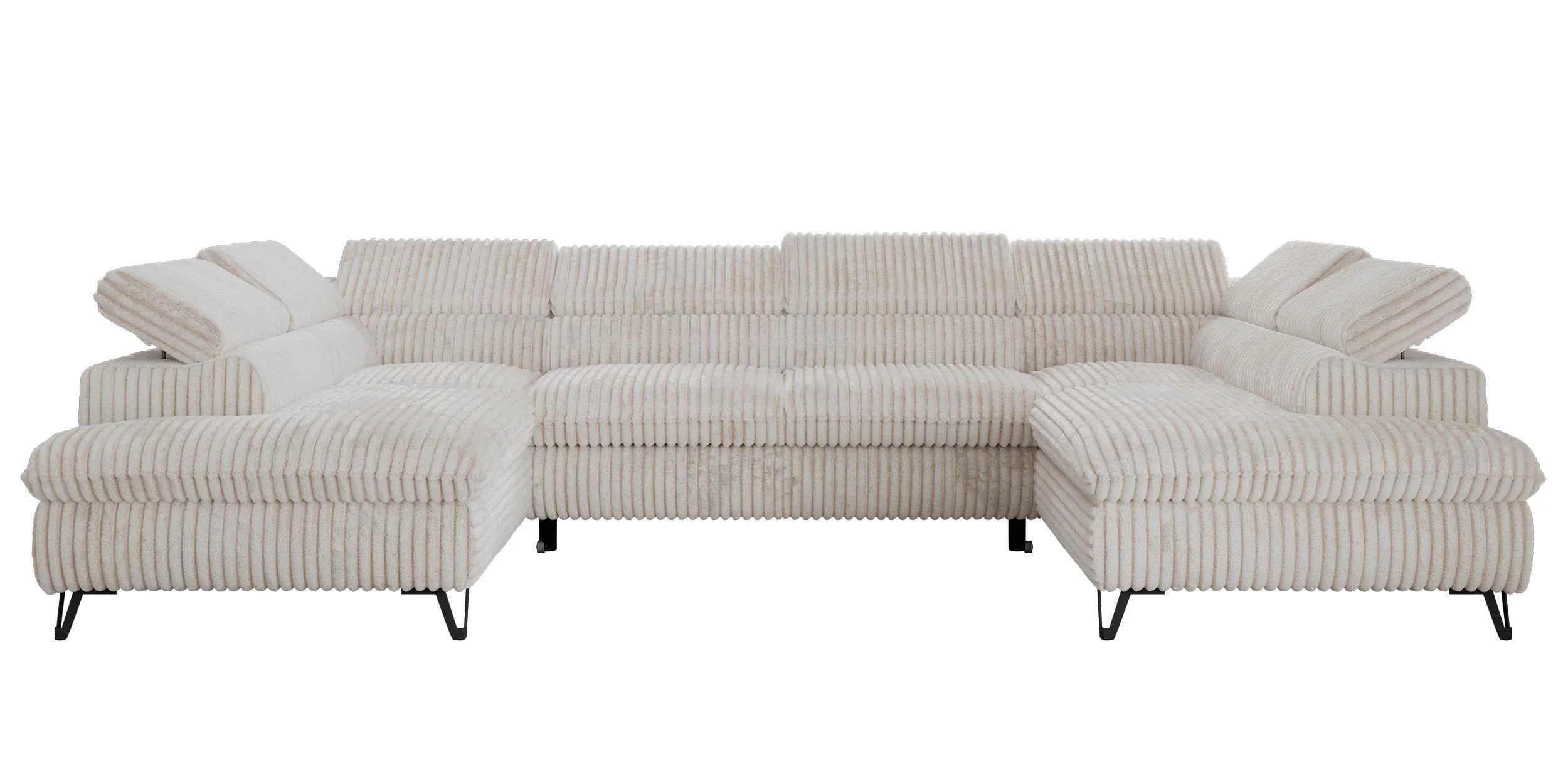 WOHNLANDSCHAFT PABLO U-Couch Beige Cord mit Topper