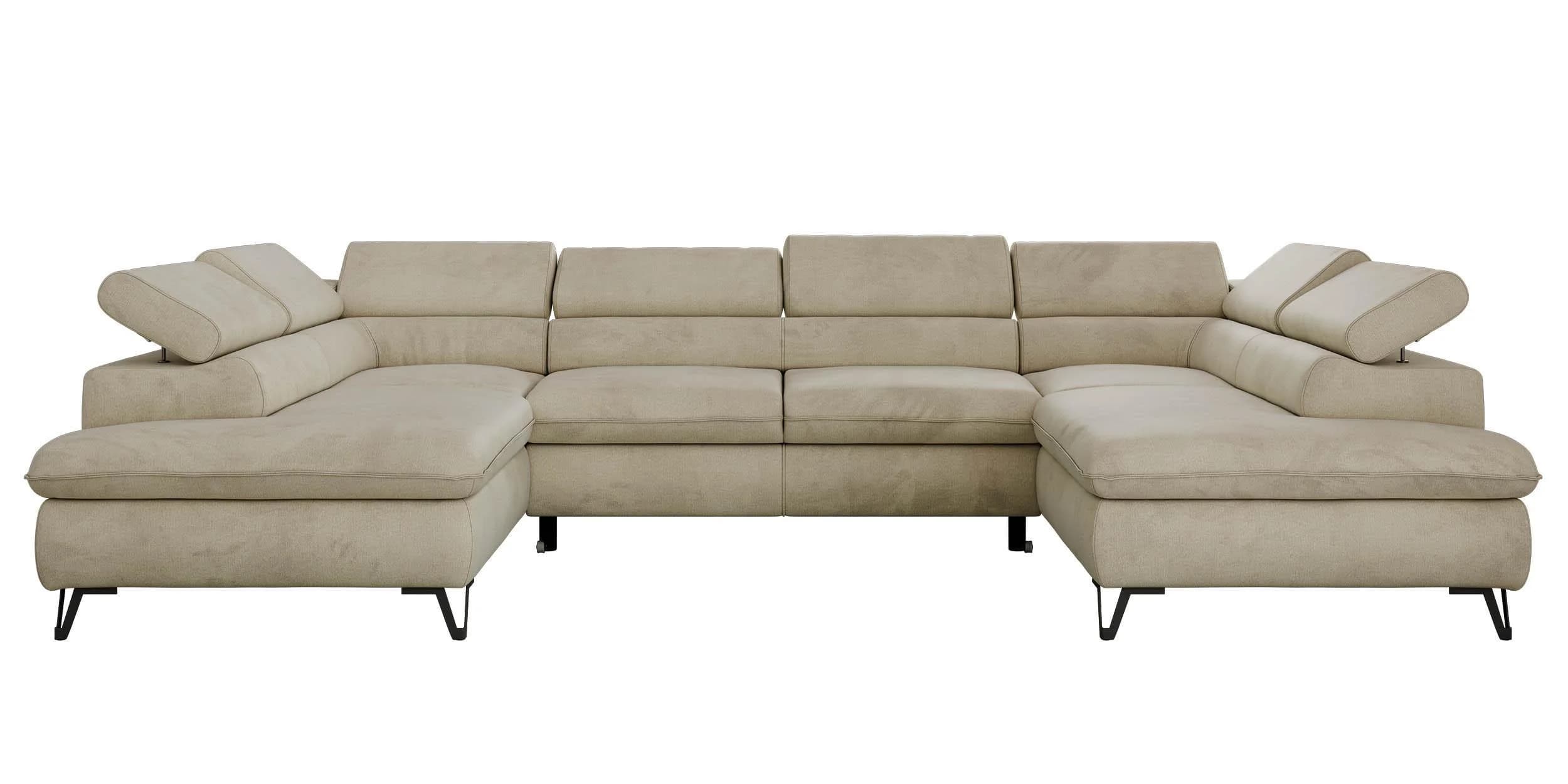 Wohnlandschaft Pablo U-Form Beige Velvet mit Visco-Topper