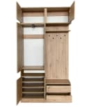 Marmex Möbel Garderobenschrank ARTI mit Spiegel, Schubladen & Sitzkissen Braun Bild 1