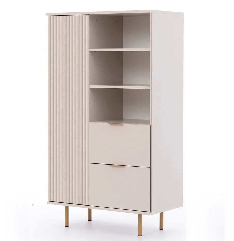 Marmex Möbel Wohnzimmer-Set NUBIA SET 09 Beige/Goldbeige 3-teilig