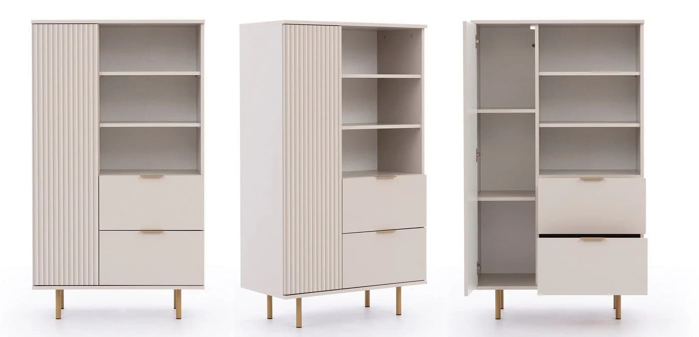 Marmex Möbel Wohnzimmer-Set NUBIA SET 09 Beige/Goldbeige 3-teilig - Bild 3