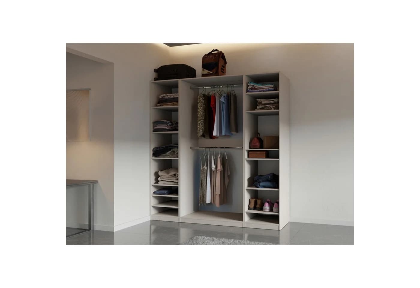 Marmex Möbel Mehrzweckregal TRES 05 Kleiderschrank Beige/Grau - Bild 3