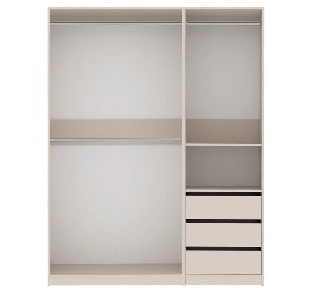 Marmex Möbel Garderobenschrank TRES H Eckgarderobe Beige/Grau mit Schubladen