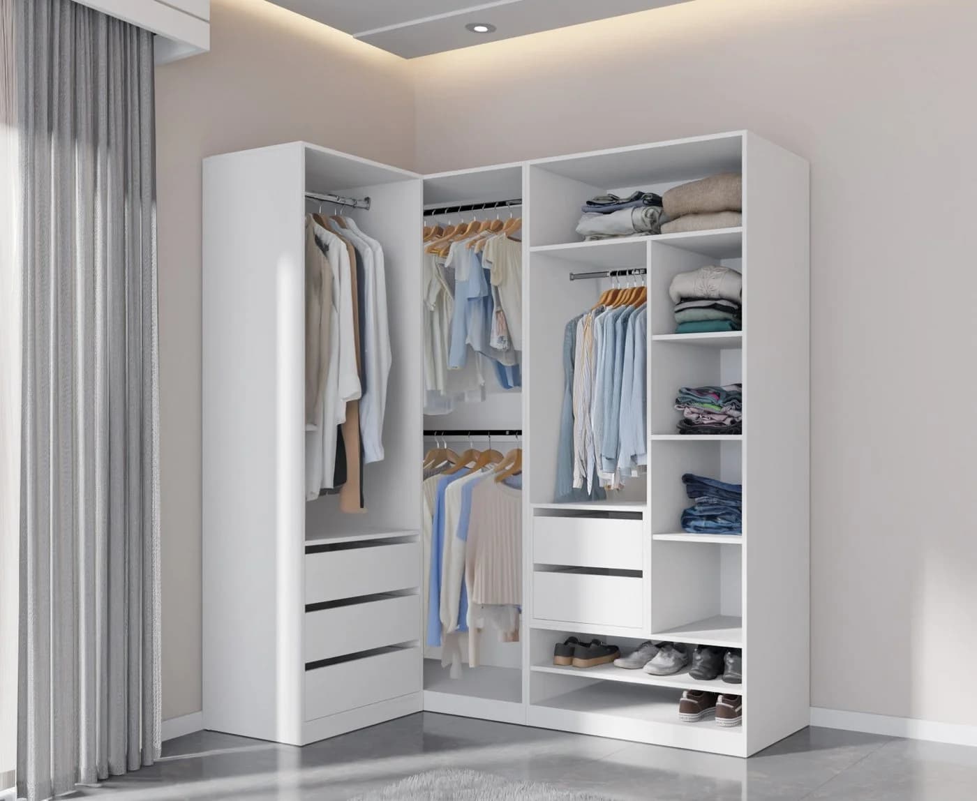 Marmex Möbel Kleiderschrank TRES 04B Weiß mit 3 Schubladen - Bild 3