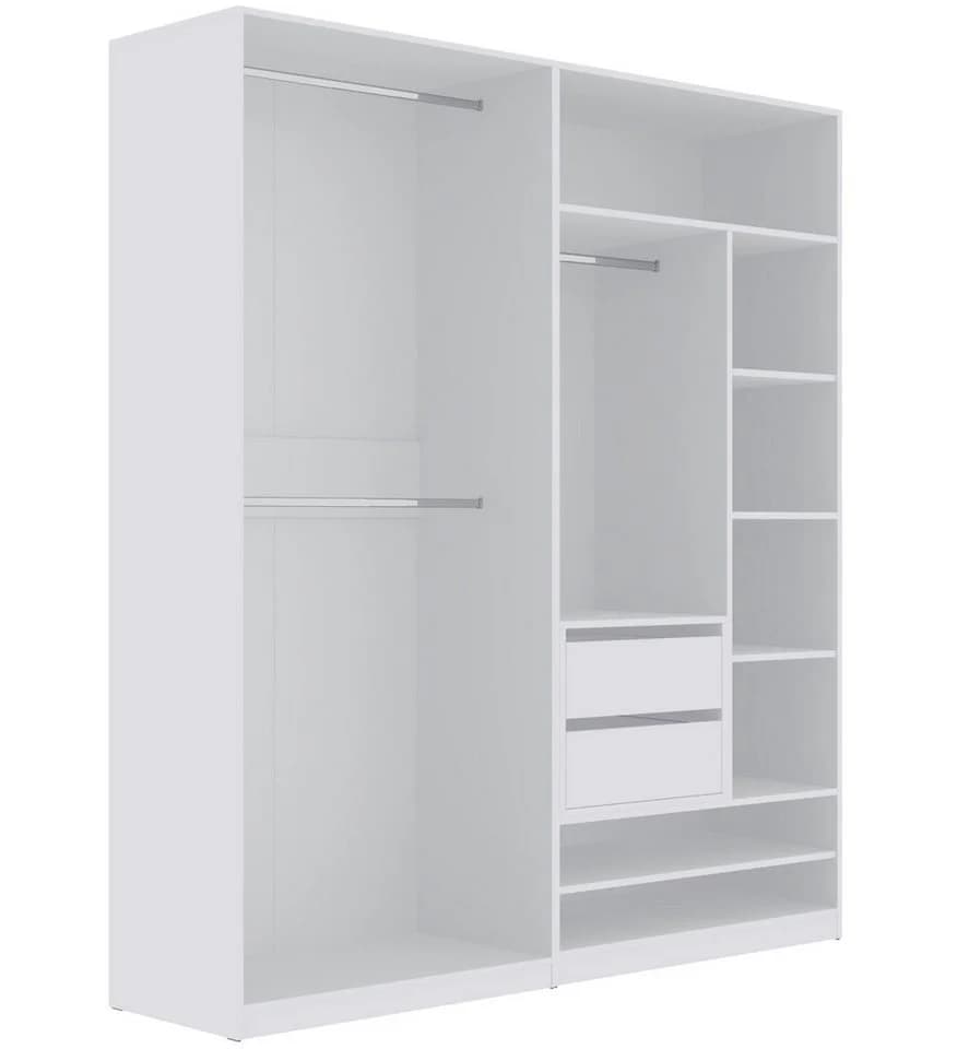 Marmex Möbel Mehrzweckschrank TRES SET C/B Weiß 2 Schubladen 3 Kleiderstangen - Bild 2