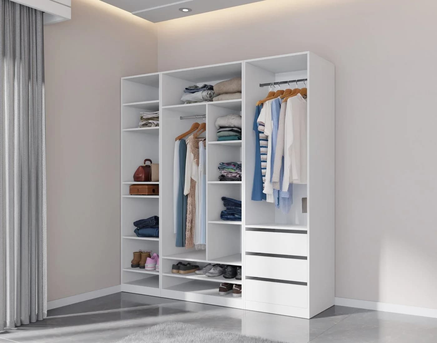 Marmex Möbel Garderobenschrank TRES SET E/B Weiß Offenes Design - Bild 5