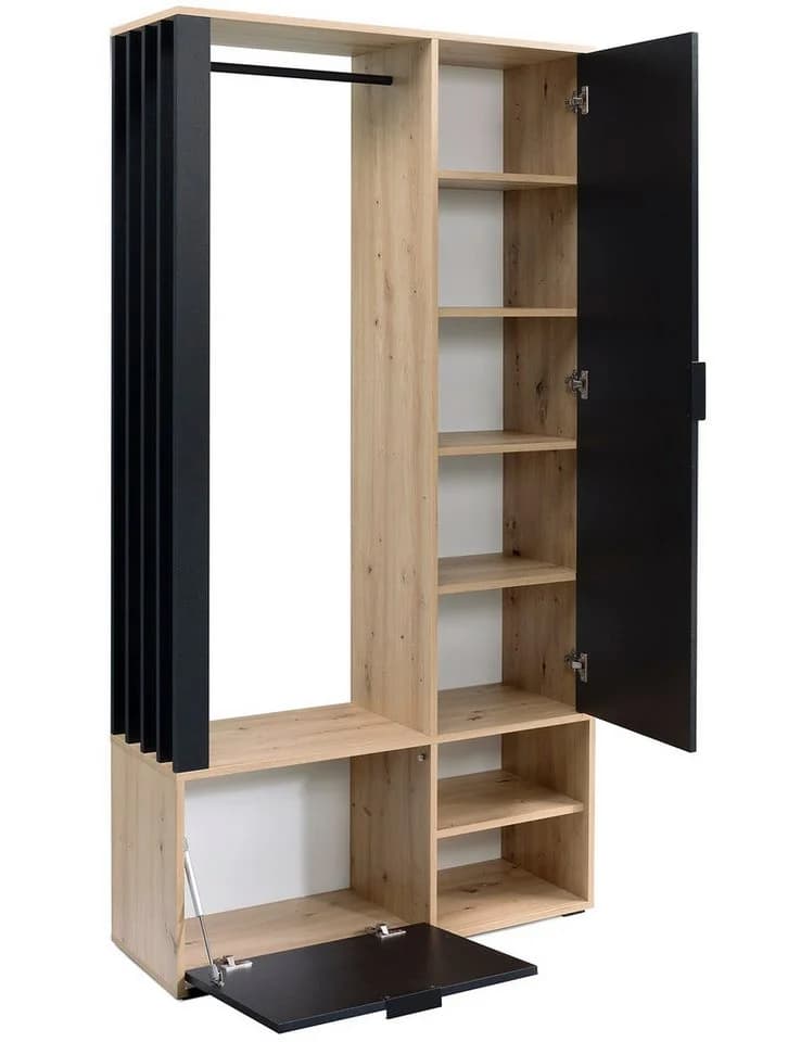 Marmex Garderobenschrank MILO ARTISAN Schwarz mit Spiegel - Bild 3