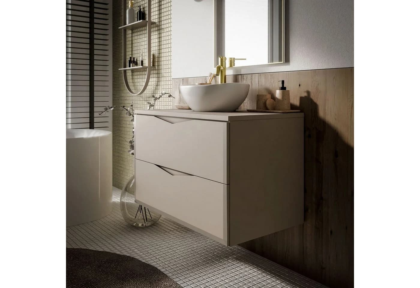 Lookway Badmöbel-Set MIRA I 60 cm Aufsatzwaschbecken Soft-Close Kaschmir - Bild 5