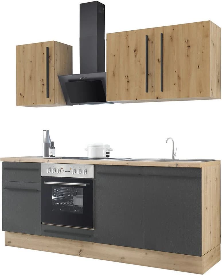 Küchenzeile KS-Florida Schwarz Eiche Artisan 210cm mit Soft-Close - Bild 4