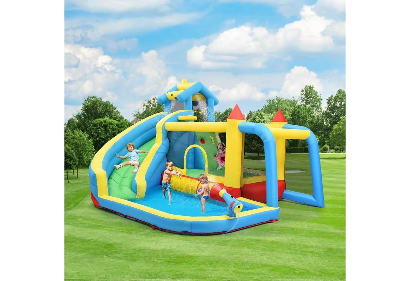 Celya 5-in-1 Aufblasbare Hüpfburg Outdoor Bunt mit Rutsche - Bild 2