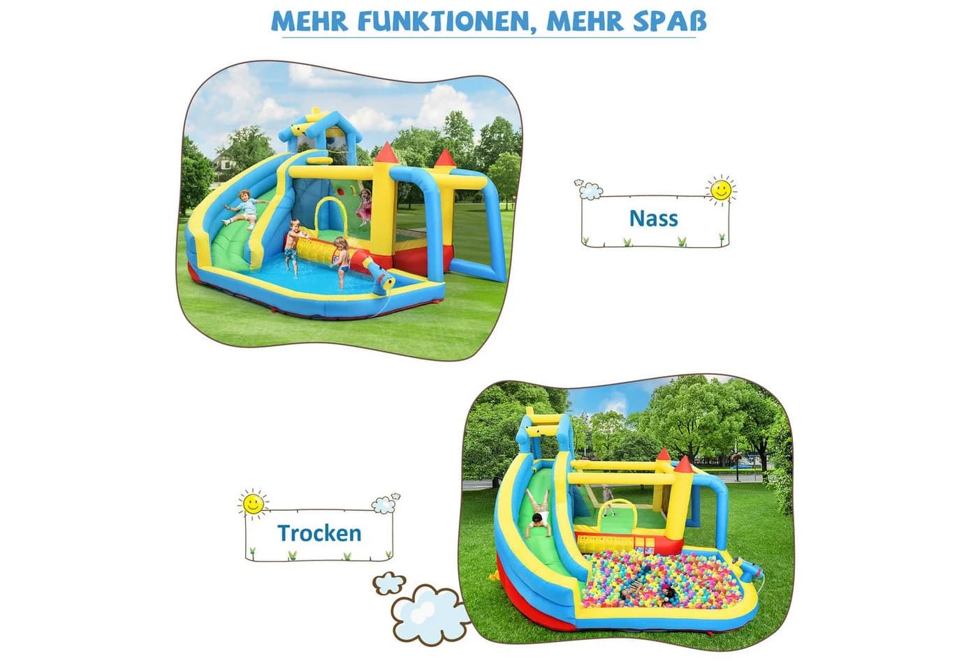 Celya 5-in-1 Aufblasbare Hüpfburg Outdoor Bunt mit Rutsche - Bild 4