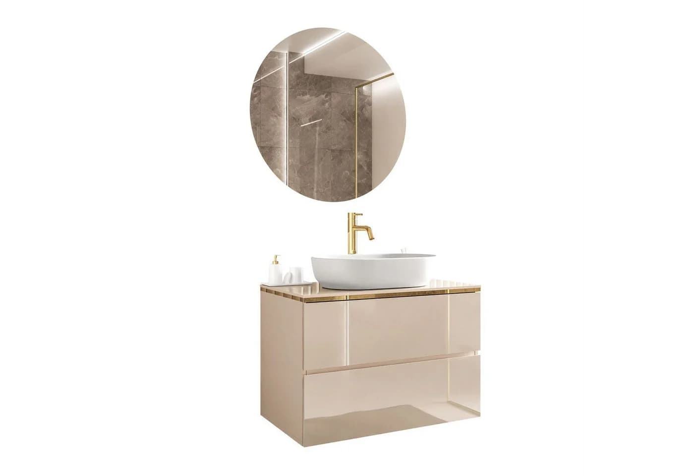 Lookway Badmöbel-Set AURORA KASHMIR GOLD mit Hochglanz-Fronten - Bild 2