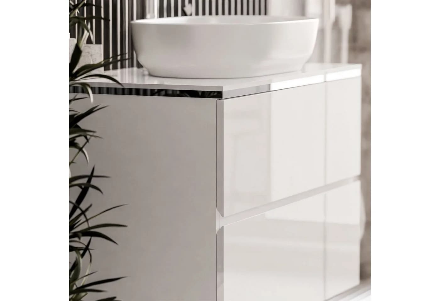 Lookway Badezimmerschrank AURORA SILVER mit Schubladen und Hochglanz-Fronten - Bild 3