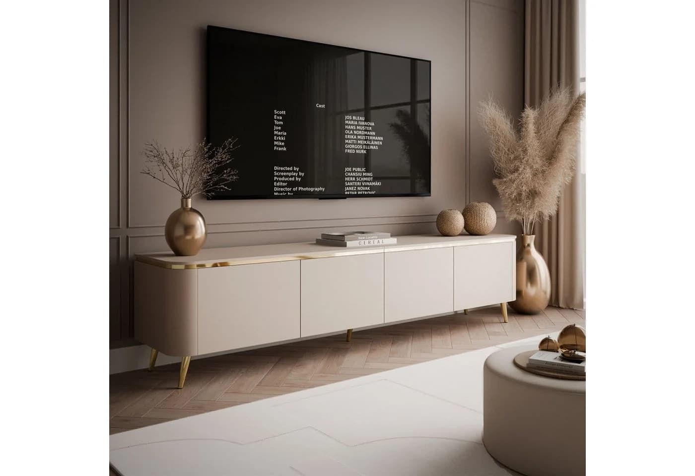 Lookway TV-Schrank AVELINE 200 cm Beige mit LED-Beleuchtung - Bild 1