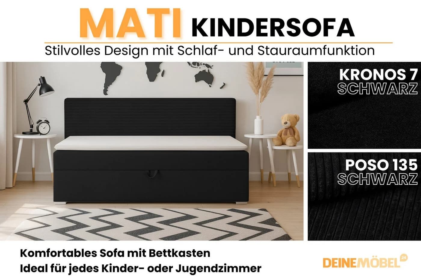 Deine Möbel 24 Boxspringbett MATI mit Schlaffunktion und Bettkasten - Bild 3