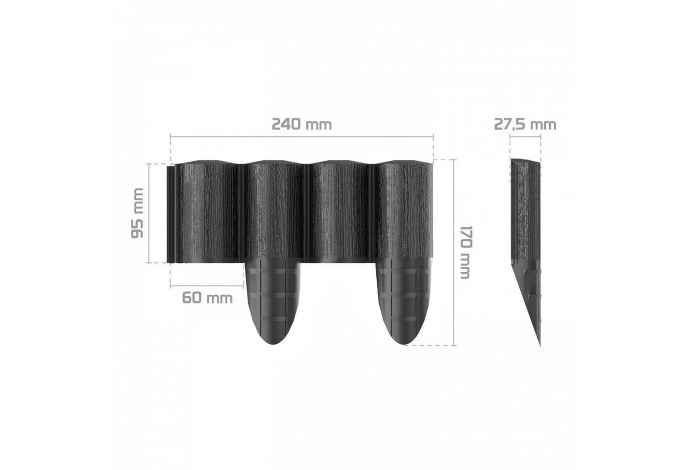 Cellfast ECO Rasenkante Palisade Anthrazit 2,4m