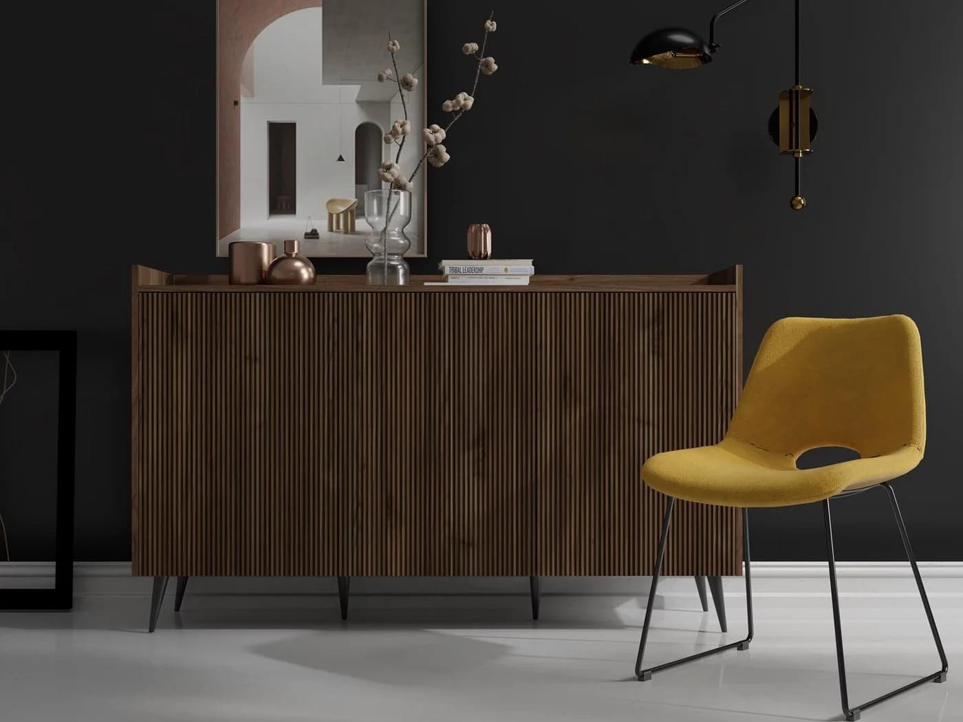 Compleo Sideboard Kommode 3 Türen Modern Design Nussbaum - Bild 1