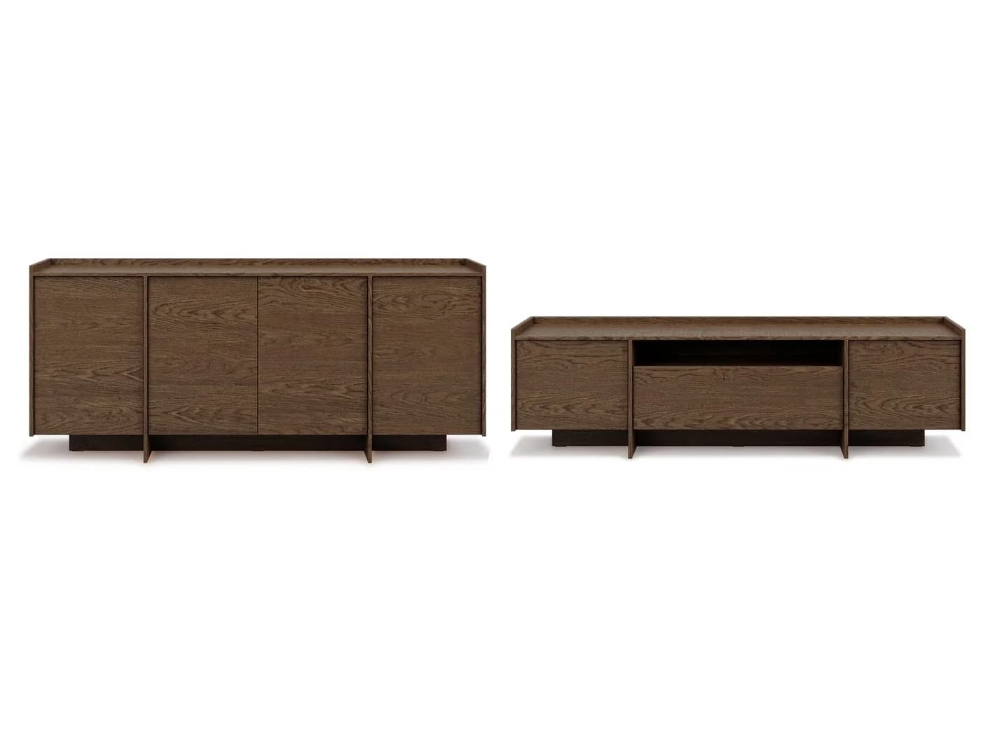 Beautysofa Wohnzimmer-Set JUNI Kommode + TV-Schrank Japandi-Stil Push-to-Open
