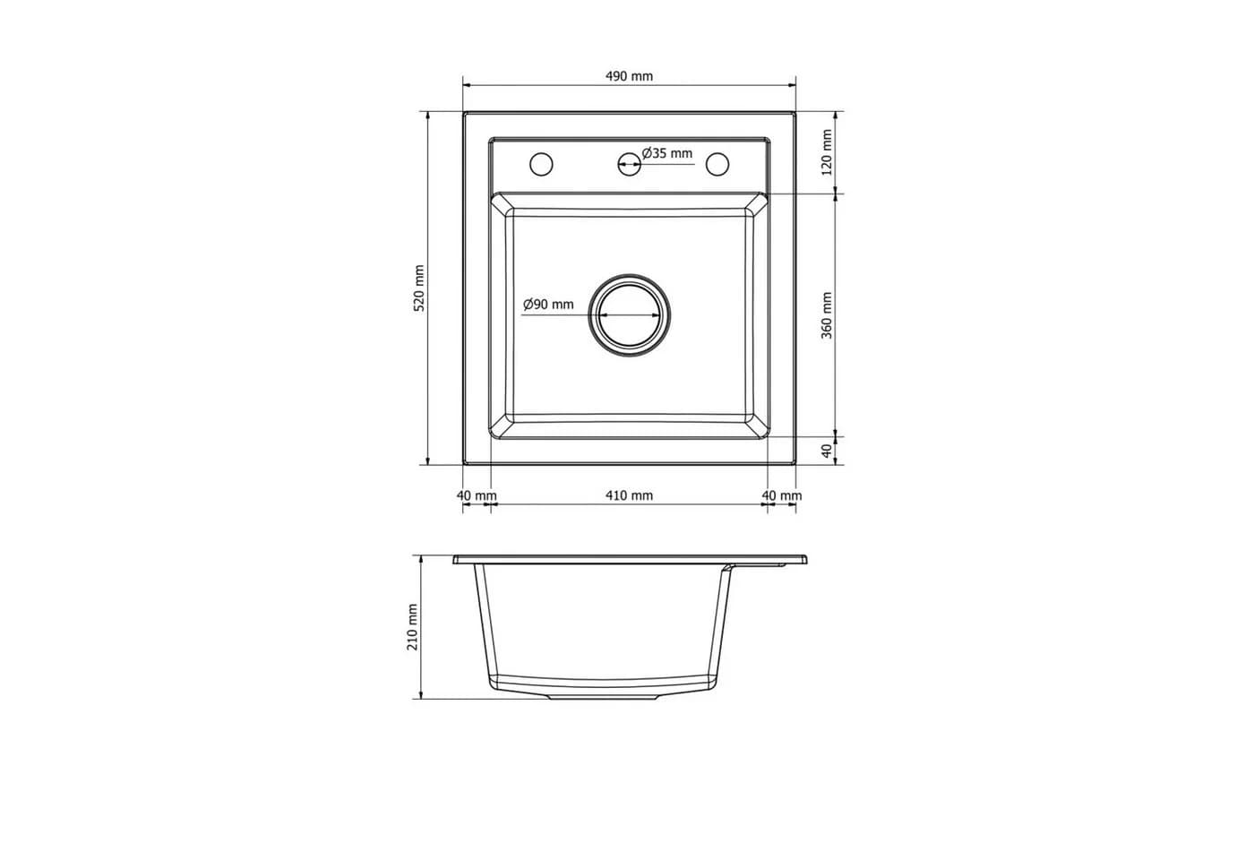 Faizee Möbel Granitspüle Grau Modern Einbau mit Siphon - Bild 5