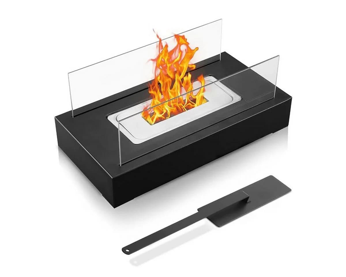XDeer Tischkamin Schwarz Bioethanol Indoor Outdoor mit Glas - Bild 2