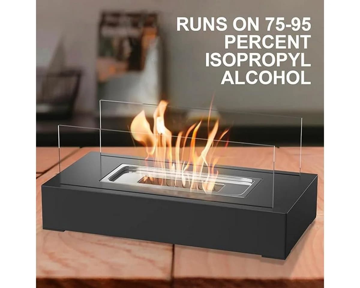 XDeer Tischkamin Schwarz Bioethanol Indoor Outdoor mit Glas - Bild 5