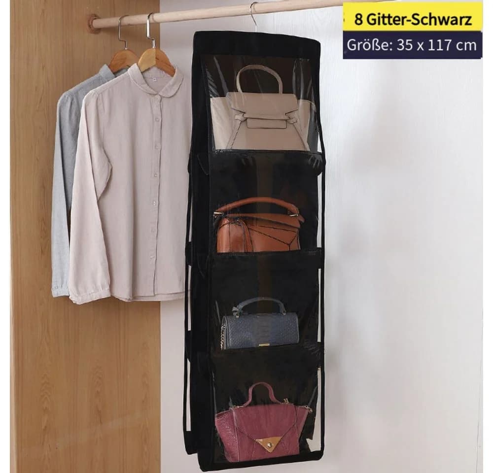 PRIISF Hängeregal Aufbewahrungsbox mit 6 oder 8 Taschen Grau/Schwarz
