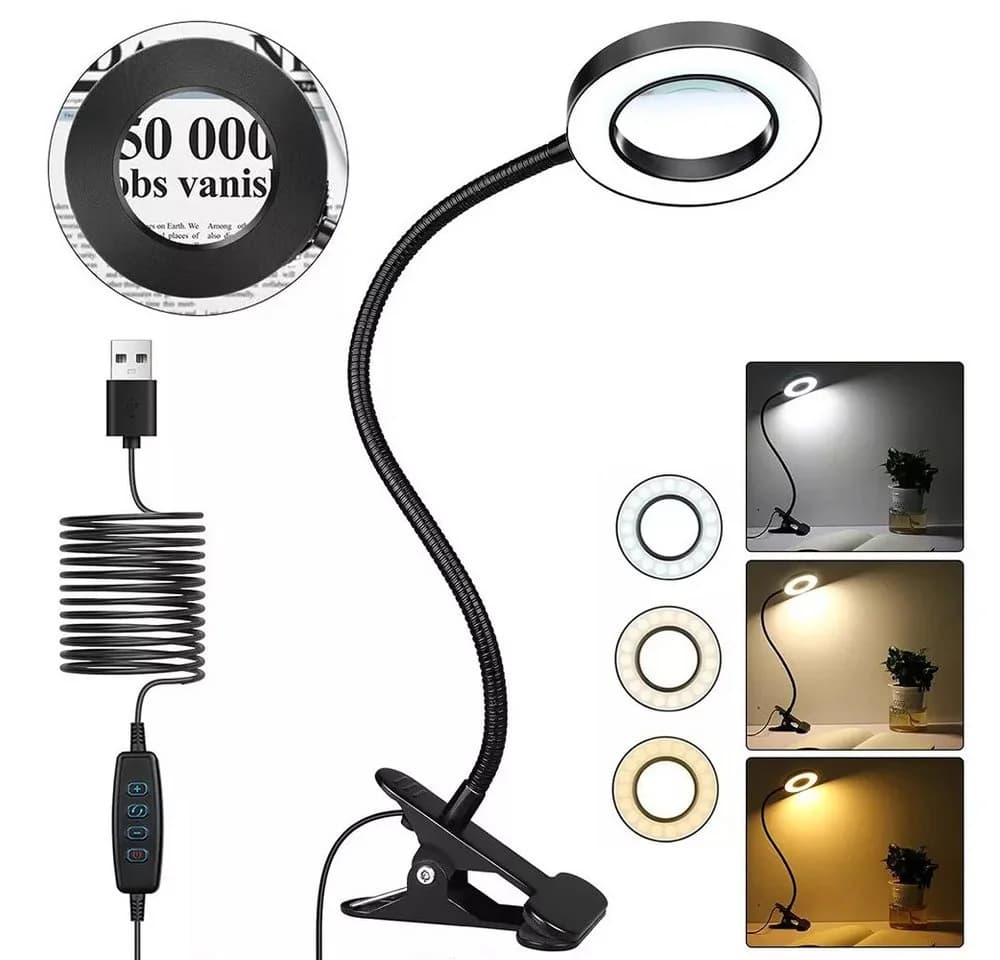 PRIISF Klemmleuchte LED Lupenleuchte Schwarz 5X Dimmbar - Bild 2