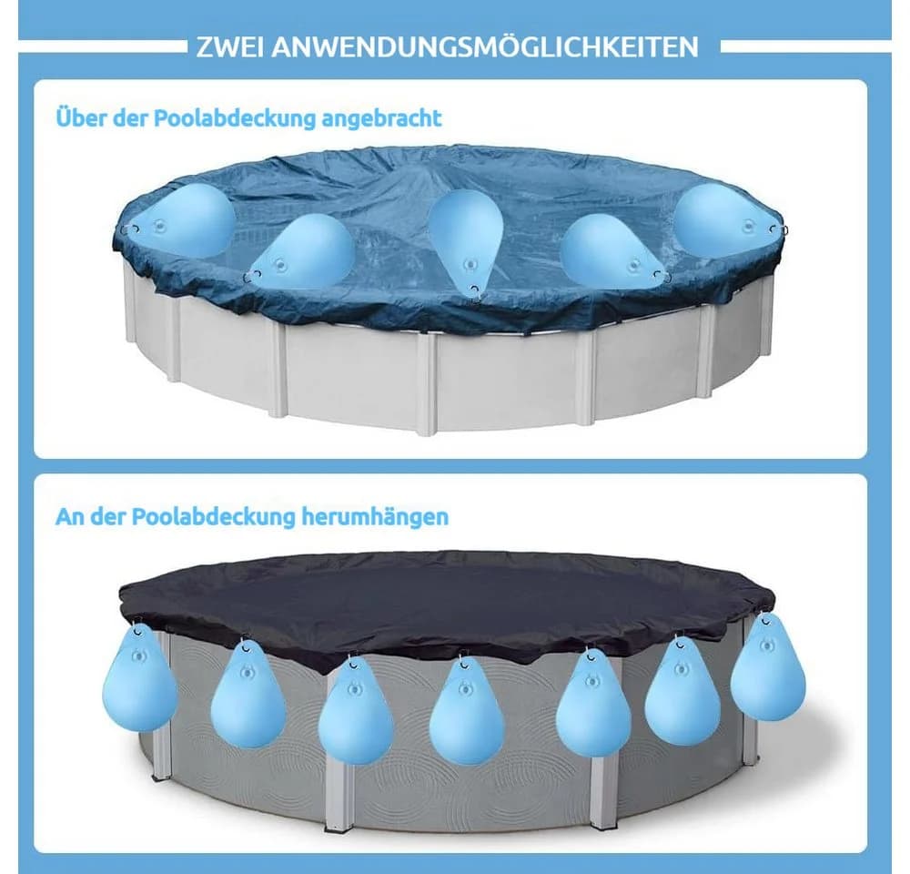 PRIISF Poolabdeckung Gewichte Wassersack 12er Set Hellblau PVC - Bild 4