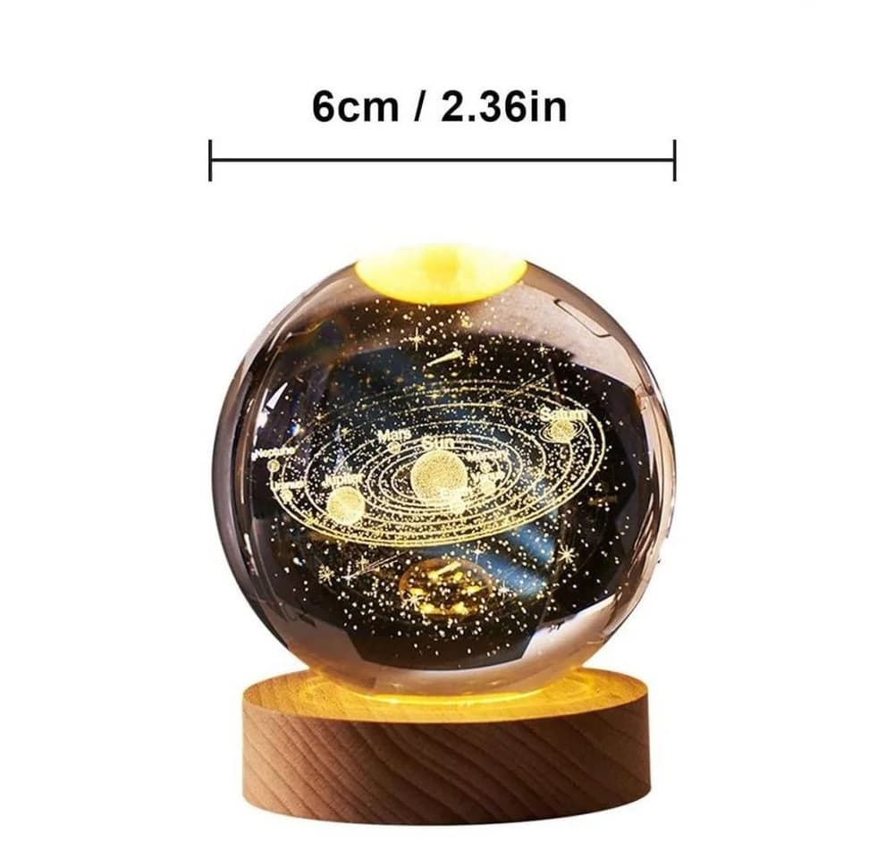 PRIISF LED Dekolicht 3D-Kristallkugel Nachtlicht Galaxie Holzsockel - Bild 4
