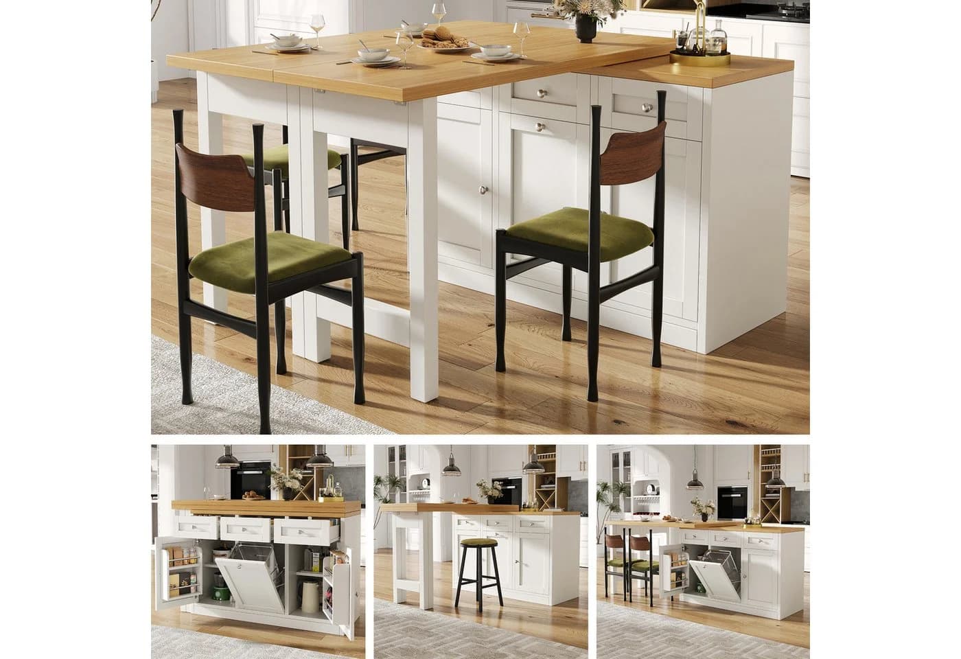 i@home Ausziehbarer Bartisch Weiß mit Stauraum