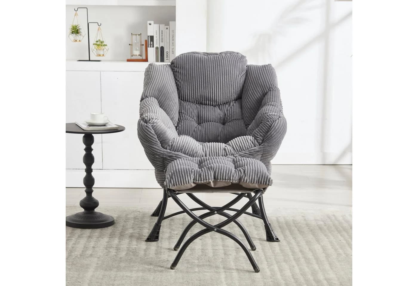 LVHOM Loungesessel Relaxsessel mit Hocker Grau Ergonomisch