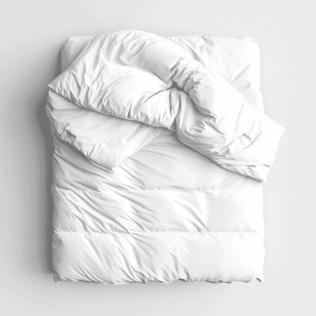 Ein Bett mit weißen Kissen und Laken.