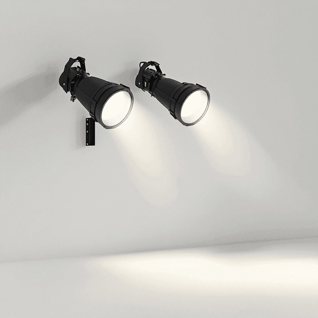 Zwei Lichtquellen geben gleichmäßiges Licht auf eine Fläche ab.