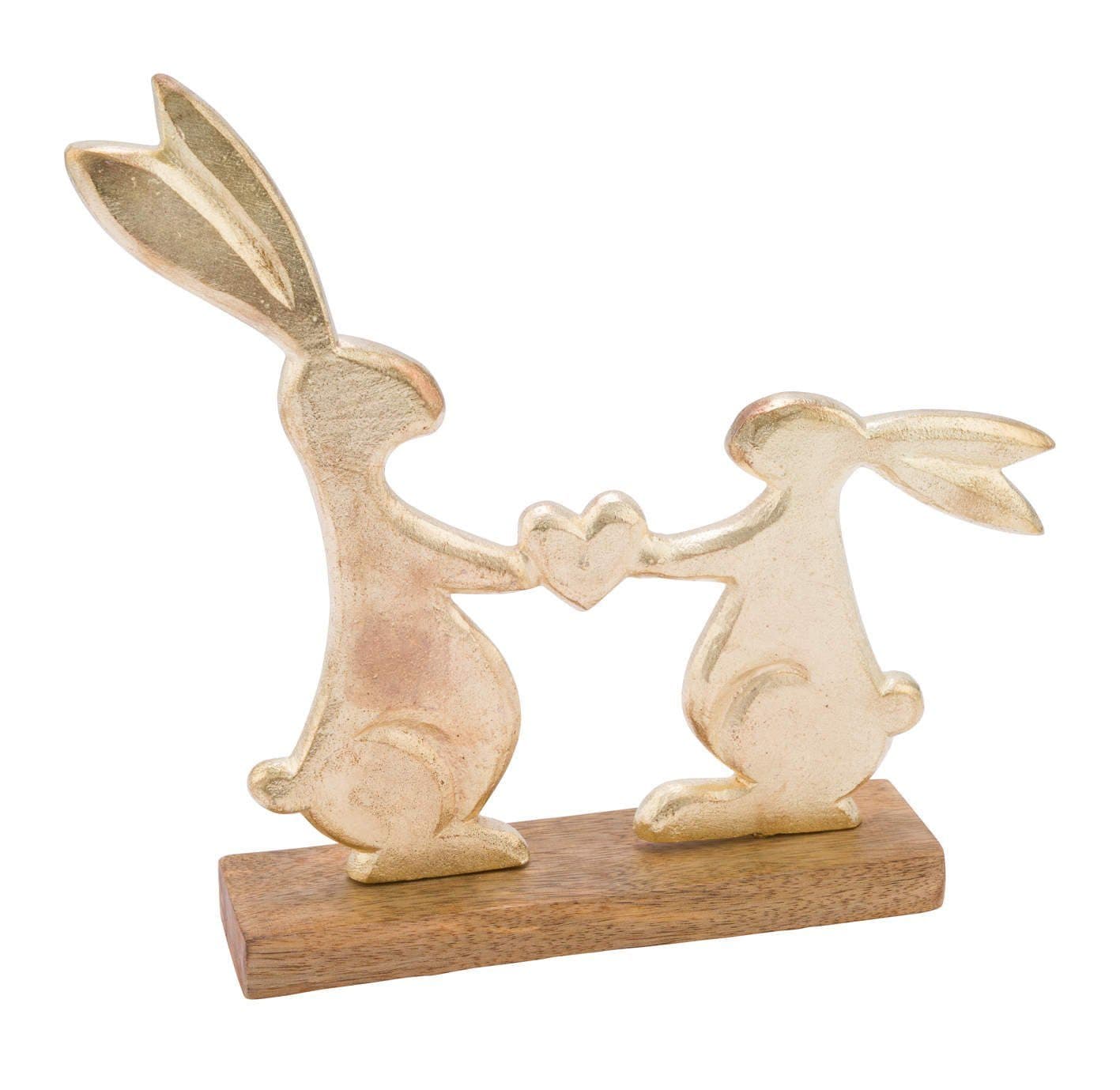 Gehlmann Osterfigur Aufsteller Hase Holzsockel Gold