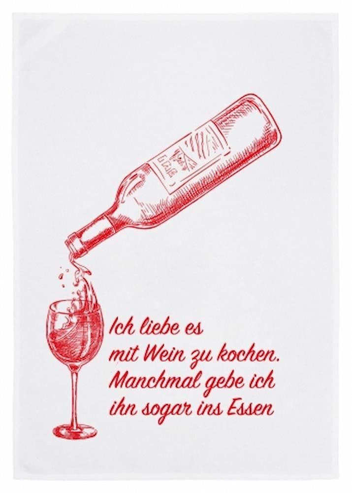 17,30 Hamburg Geschirrtuch LIEBE ES MIT WEIN ZU KOCHEN: MANCHMAL SOGAR INS ESSEN, 50x70cm, Siebdruck